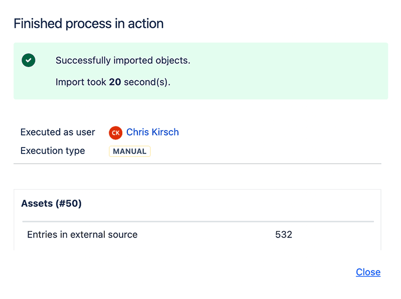 Jira Service Management - Finished process in action