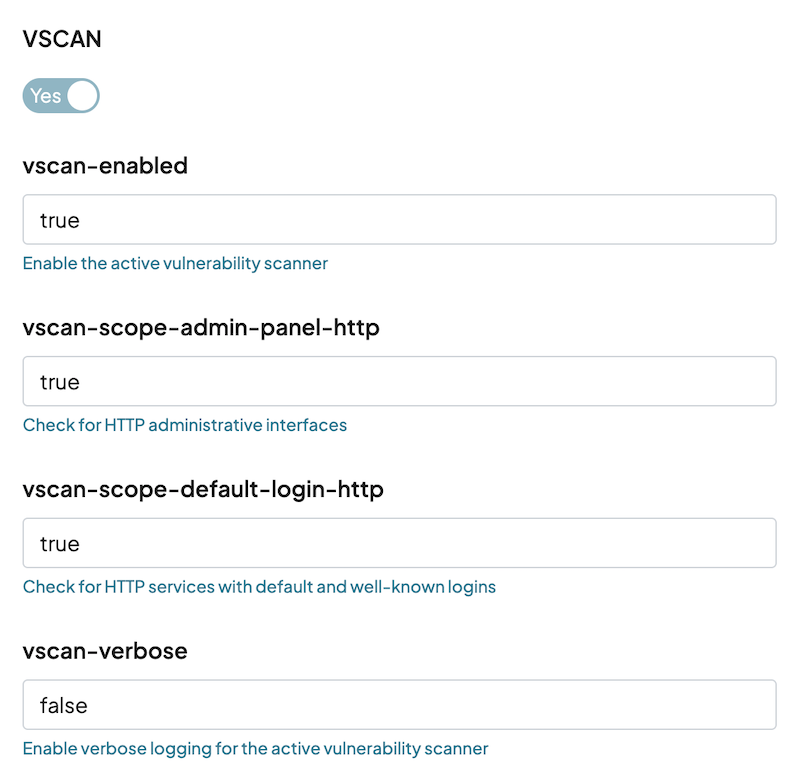 VScan Probe Settings